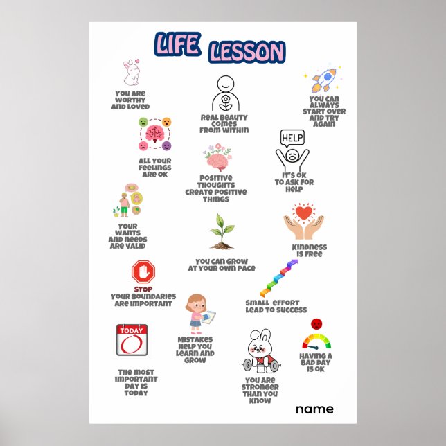 life Lesson Affirmations Wall Art (Front)