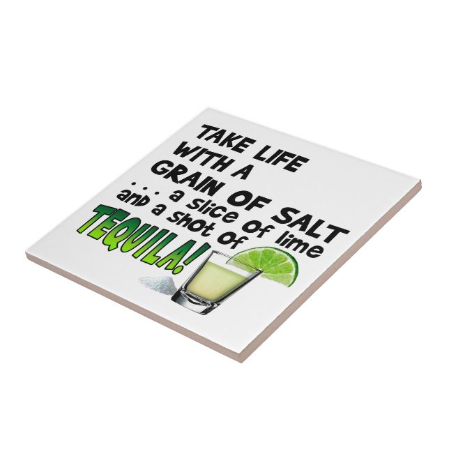 Life, Lime, Salt, TEQUILA! Cocktail Humour Tile (Side)