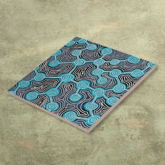 Life Lines Aboriginal Style Abstract Pattern Tile