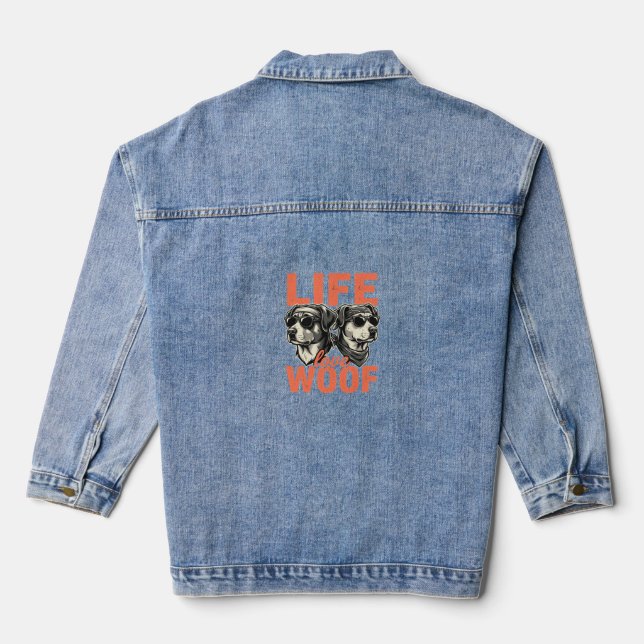 Life Love Woof Dog Lover Denim Jacket (Back)