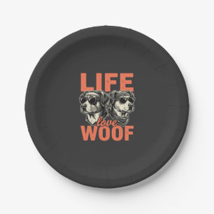 Life Love Woof Dog Lover Paper Plate