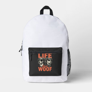 Life Love Woof Dog Lover Printed Backpack