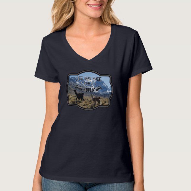 Life Made for a Cool Adventure - Llama Quote T-Shirt (Front)