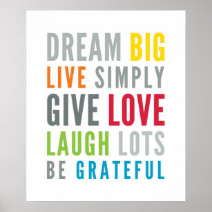 LIFE MANTRA positive cool typography bright colour Poster