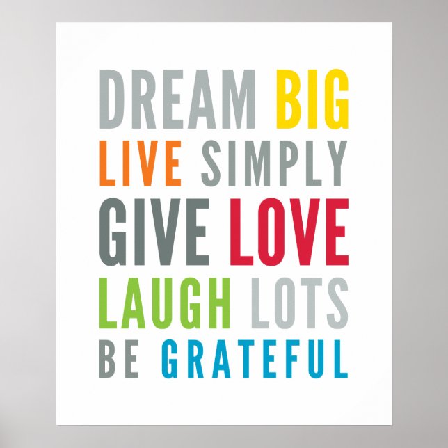 LIFE MANTRA positive cool typography bright colour Poster (Front)