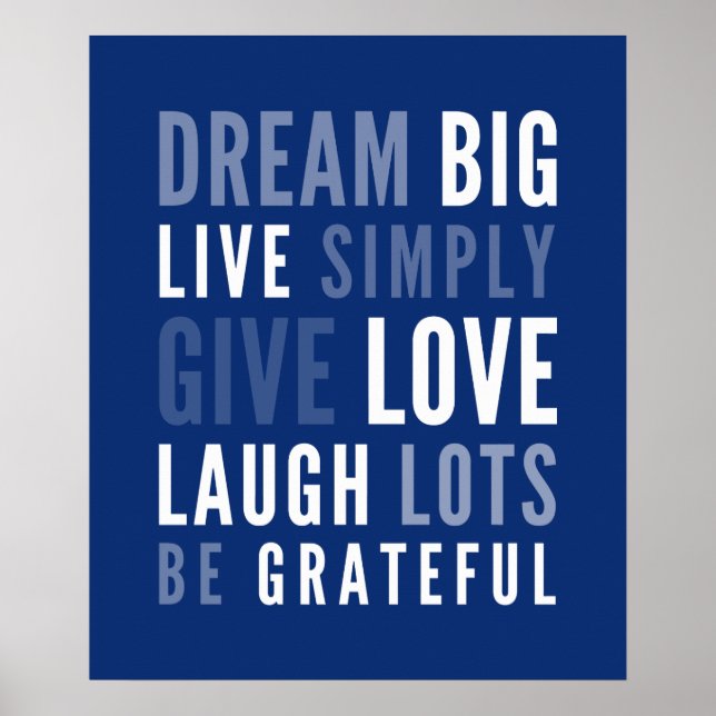 LIFE MANTRA positive modern typography dark blue Poster (Front)