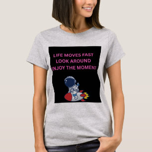 Life Moves Fast Astronaut Rocket Women's Grey T-Shirt