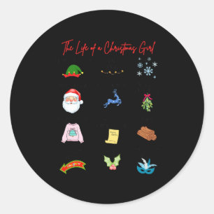Life Of A Christmas Girl Era Nk Bow Preppy Coquett Classic Round Sticker