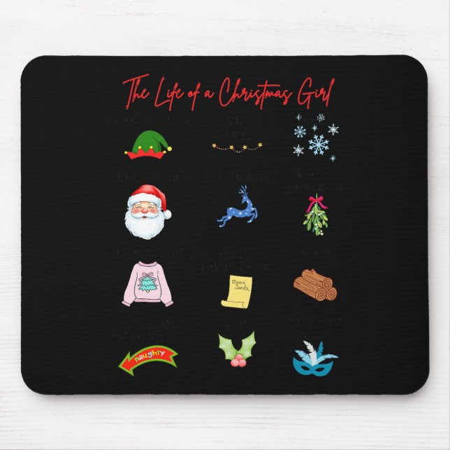 Life Of A Christmas Girl Era Nk Bow Preppy Coquett Mouse Pad (Front)
