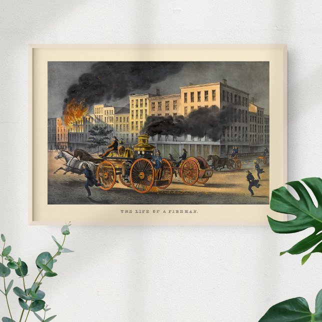 Life of a Fireman Vintage 1860s Lithograph Poster (Creator Uploaded)