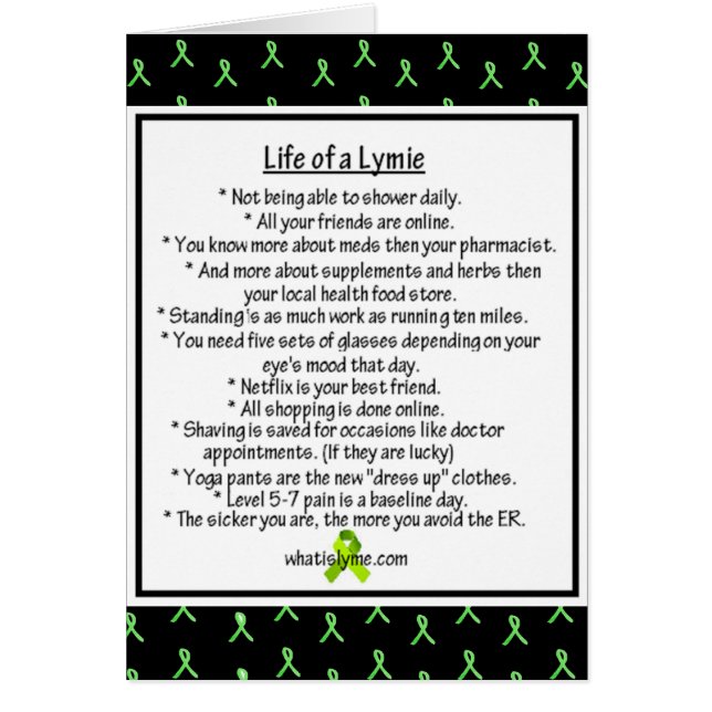 Life of a Lymie Lyme Disease Humour Card (Front)