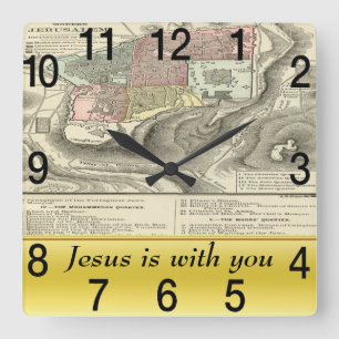 Life Of Christ Preface Map  Square Wall Clock