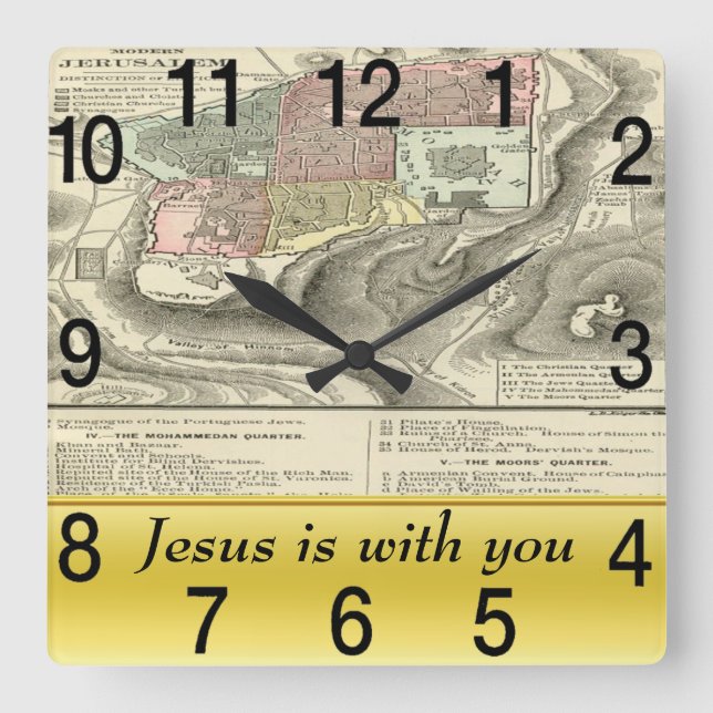Life Of Christ Preface Map  Square Wall Clock (Front)
