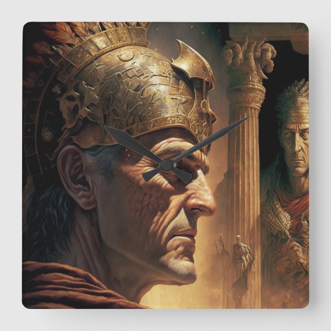 Life of Nicias and Crassus Square Wall Clock (Front)