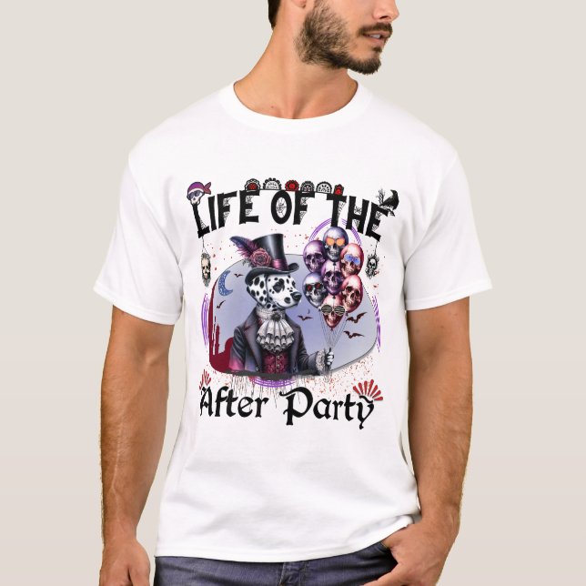 Life of the After Party Gothic Dog with Skull Ball T-Shirt (Front)