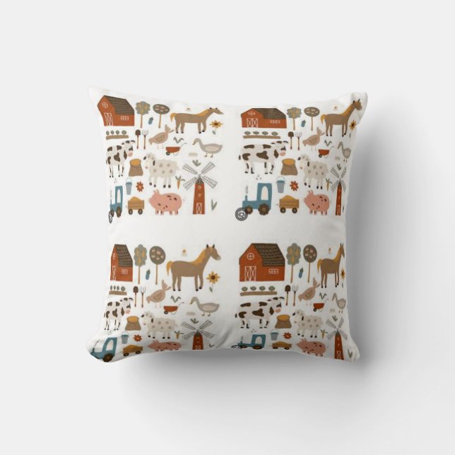 Life on the Farm Throw Pillow (Front)