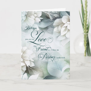 Life Partner Birthday White Magnolias with Name Card