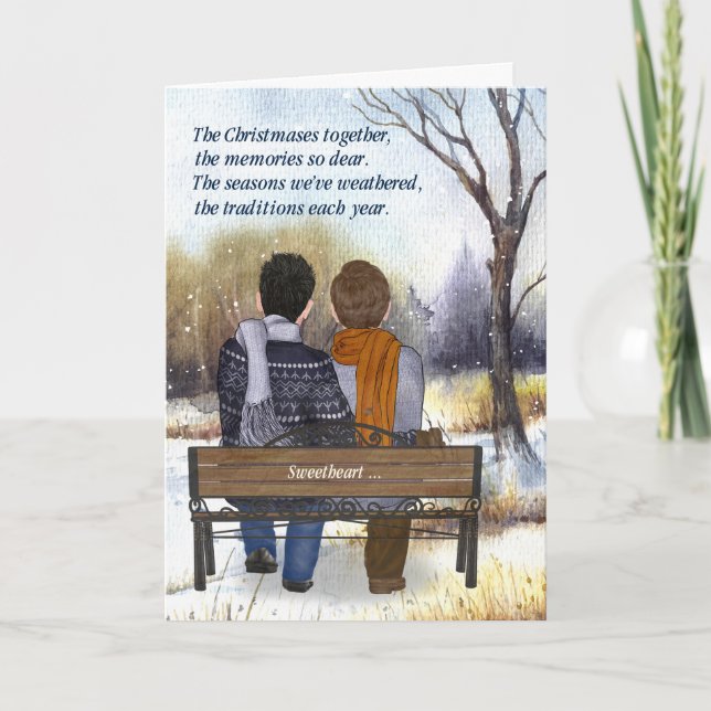 Life Partner Christmas Two Men Gay Couple Winter Holiday Card (Front)