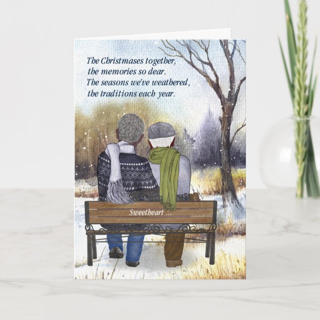 Life Partner Senior African American Gay Couple Holiday Card (Front)