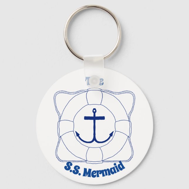 Life Preserver and Anchor Key Chain (Dark Print) (Front)