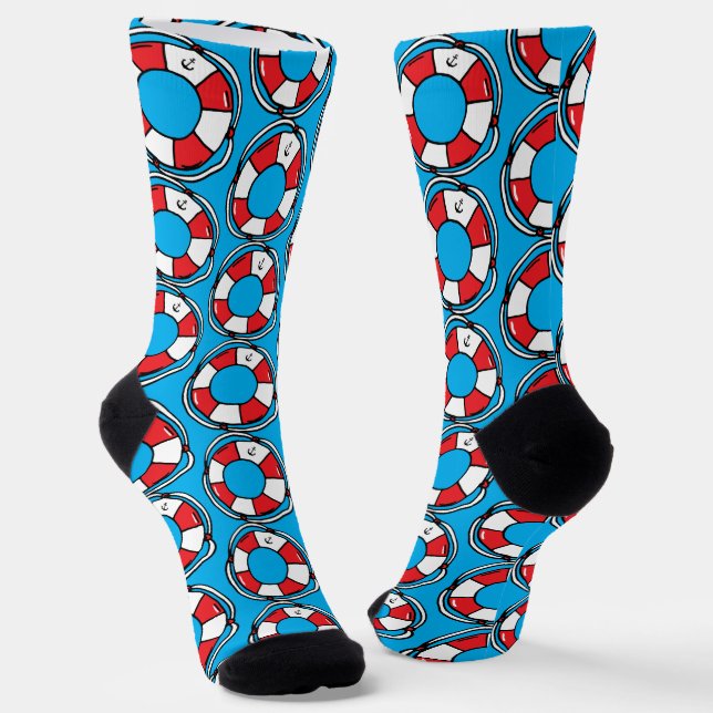Life Preserver Patterned Cruising Socks (Angled)