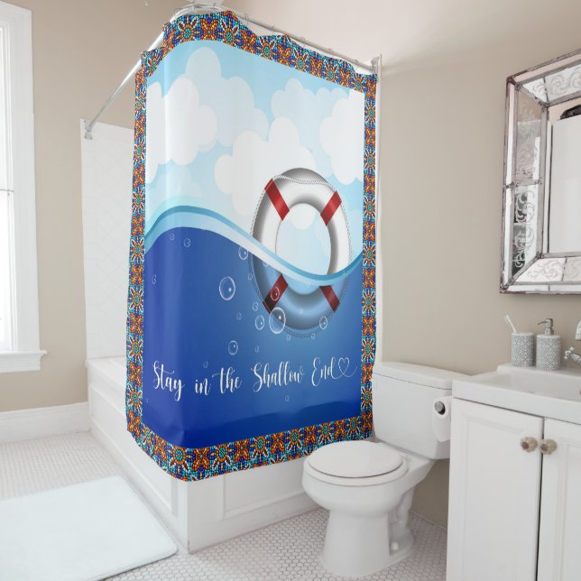 Life Preserver Rescue Buoy Ocean  Shower Curtain (In Situ)