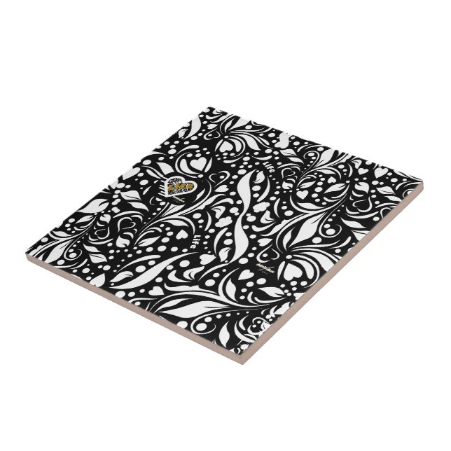 Life Quote Black Ceramic Tile by Adiela Akoo (Side)