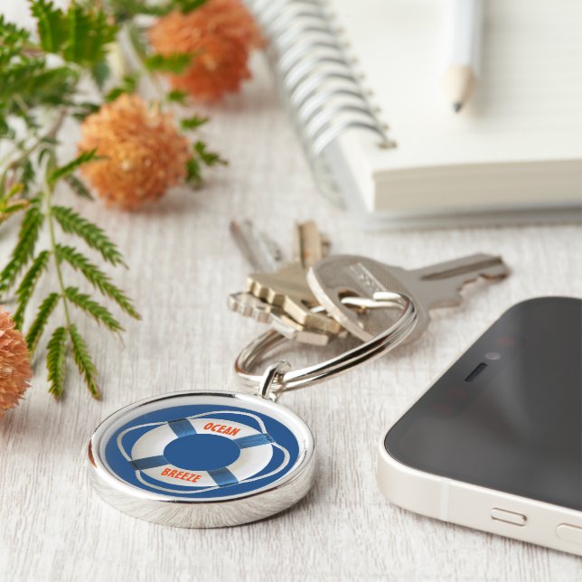 Life-Ring with Your (Boat) Name Ocean Breeze Key Ring (Side)