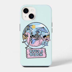 Life’s a Beach Skeleton Flamingo Float iPhone 14 Case