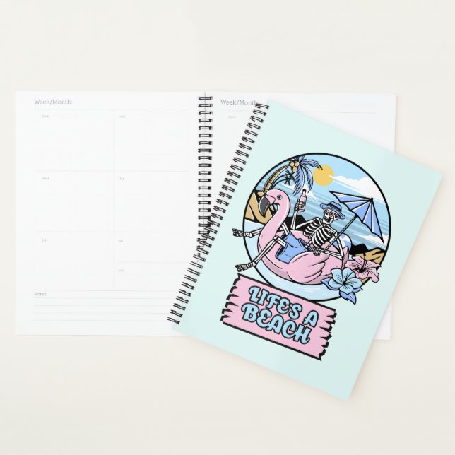 Life’s a Beach Skeleton Flamingo Float Planner (Display)