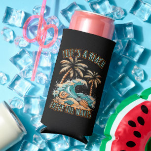 Life´s a Beach Summer Vacation Tropical Beach Seltzer Can Cooler