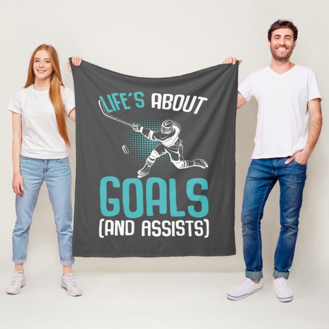 Life´s About Goals Hockey Player Ice Hockey Youth Fleece Blanket (In Situ)