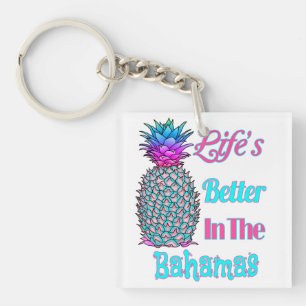 Life’s Better In The Bahamas Tropical Pineapple Key Ring