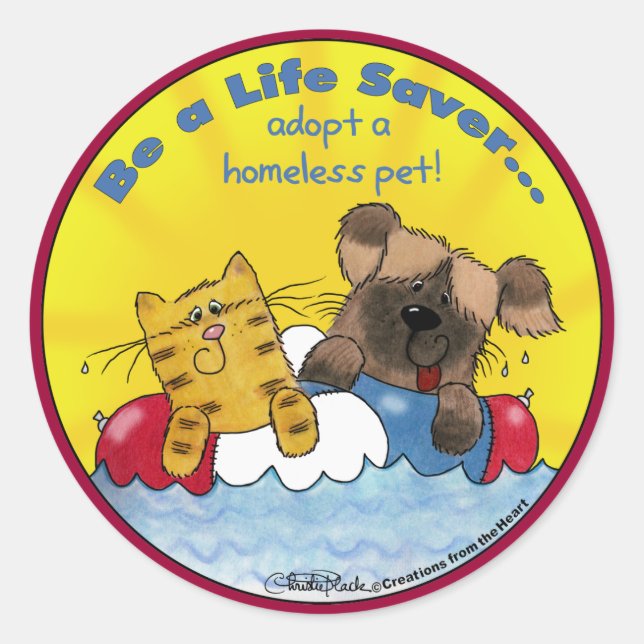 Life Saver- Adopt Homeless Pets Classic Round Sticker (Front)
