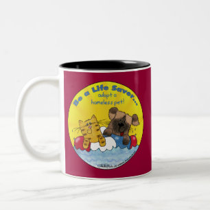 Life Saver- Adopt Homeless Pets Two-Tone Coffee Mug