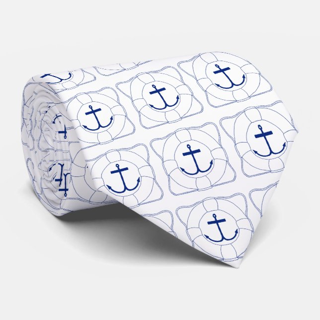 Life Saver & Anchor Tie (Dark Print) (Rolled)