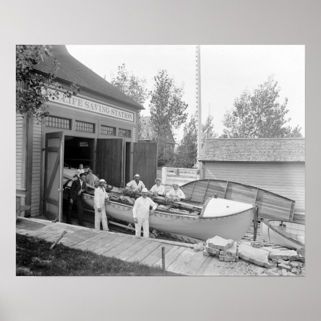 Life Saving Station, 1890. Vintage Photo Poster (Front)