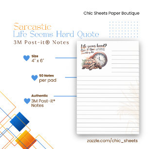 Life Seems Hard? Lined 3M Post-it® Notes