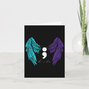 Life Semicolon &amp; Angel Wing Suicide Prevention Card