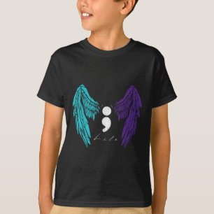 Life Semicolon & Angel Wing Suicide Prevention T-Shirt