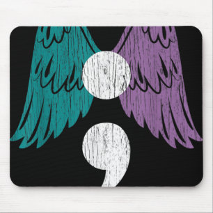 Life Semicolon Wings Suicide Awareness Mental Heal Mouse Pad