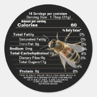 Life Size Bee Mini Honey Nutrition Facts Black C