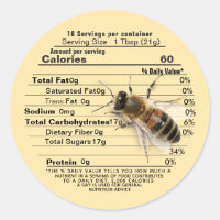 Life Size Bee Pure Honey Nutrition Fact Label Gold
