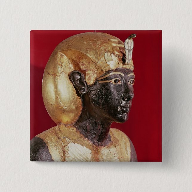 Life size statue of Tutankhamun 15 Cm Square Badge (Front)