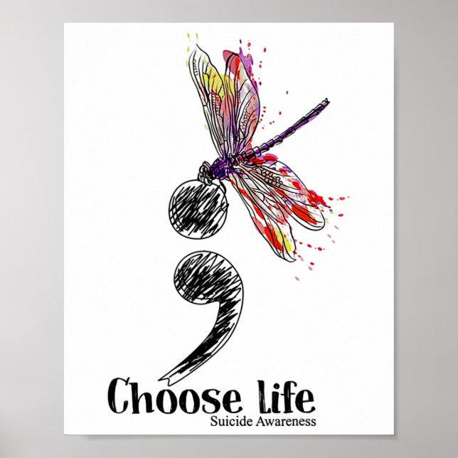 Life Suicide Awareness Colourful Dragonfly  Poster (Front)