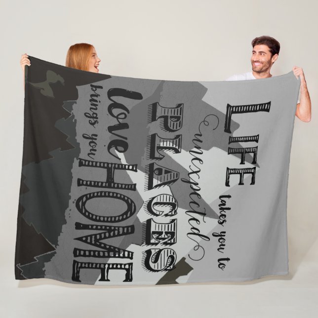 Life Takes You Inspirational Quotes Fleece Blanket (In Situ)