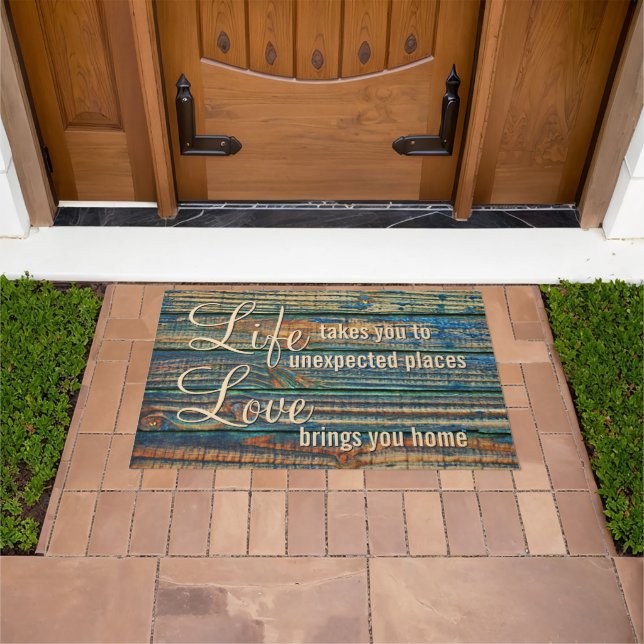 Life Takes You Love Brings You Motivational Quote Doormat (Outdoor)