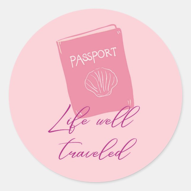 Life Well Travelled Classic Round Sticker (Front)