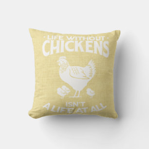 Life with Chickens Typography Cushion