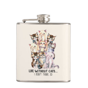 Life Without Cats Hip Flask